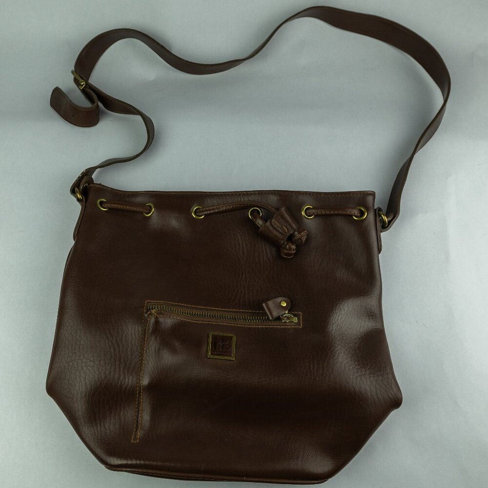 Perry Ellis Brown Leather Cinch Purse